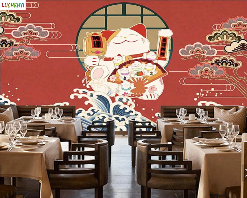 Papel de paredel cat fan Japanese sushi  wallpaper Japanese cuisine barbecue restaurant  wall mural  wallpaper home decoration