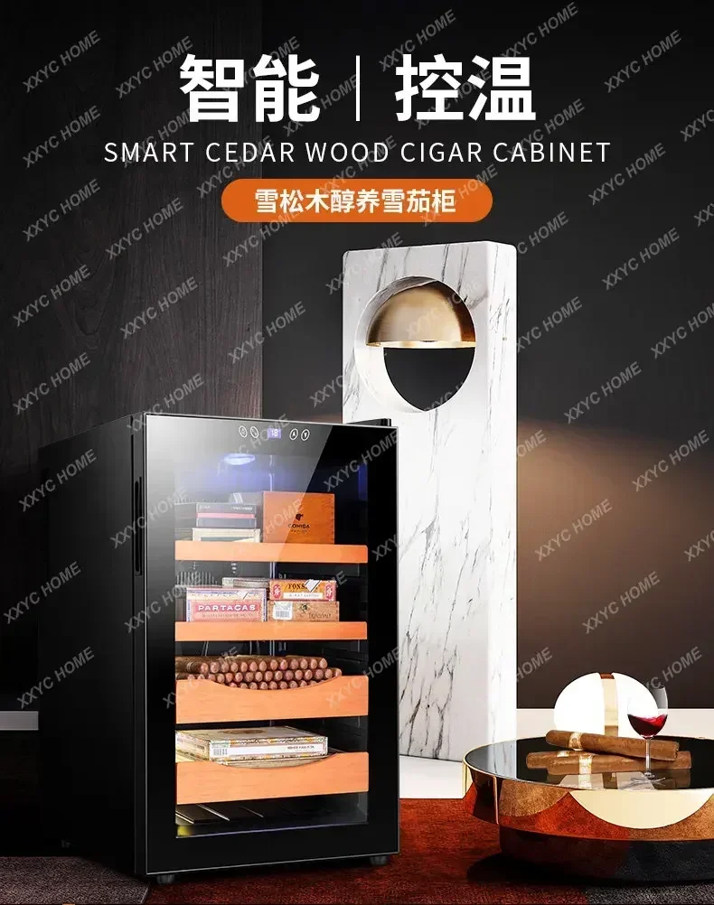 Cigar Cabinet Temperature Control Moisturizing Mute Energy Saving Cedar Wood Electronic Cigar Cabinet
