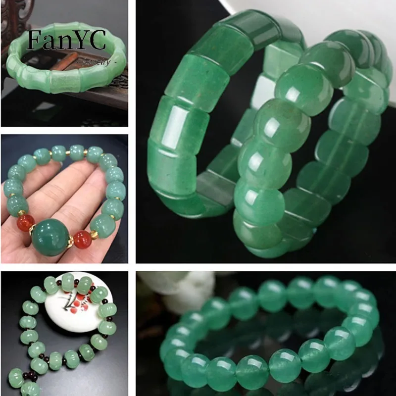 Natural Dongling Jade Bracelet Fashion Green Jade Original Men's Tiger Tooth Hand Brand Round Bead Bracelet for Women Jewelry