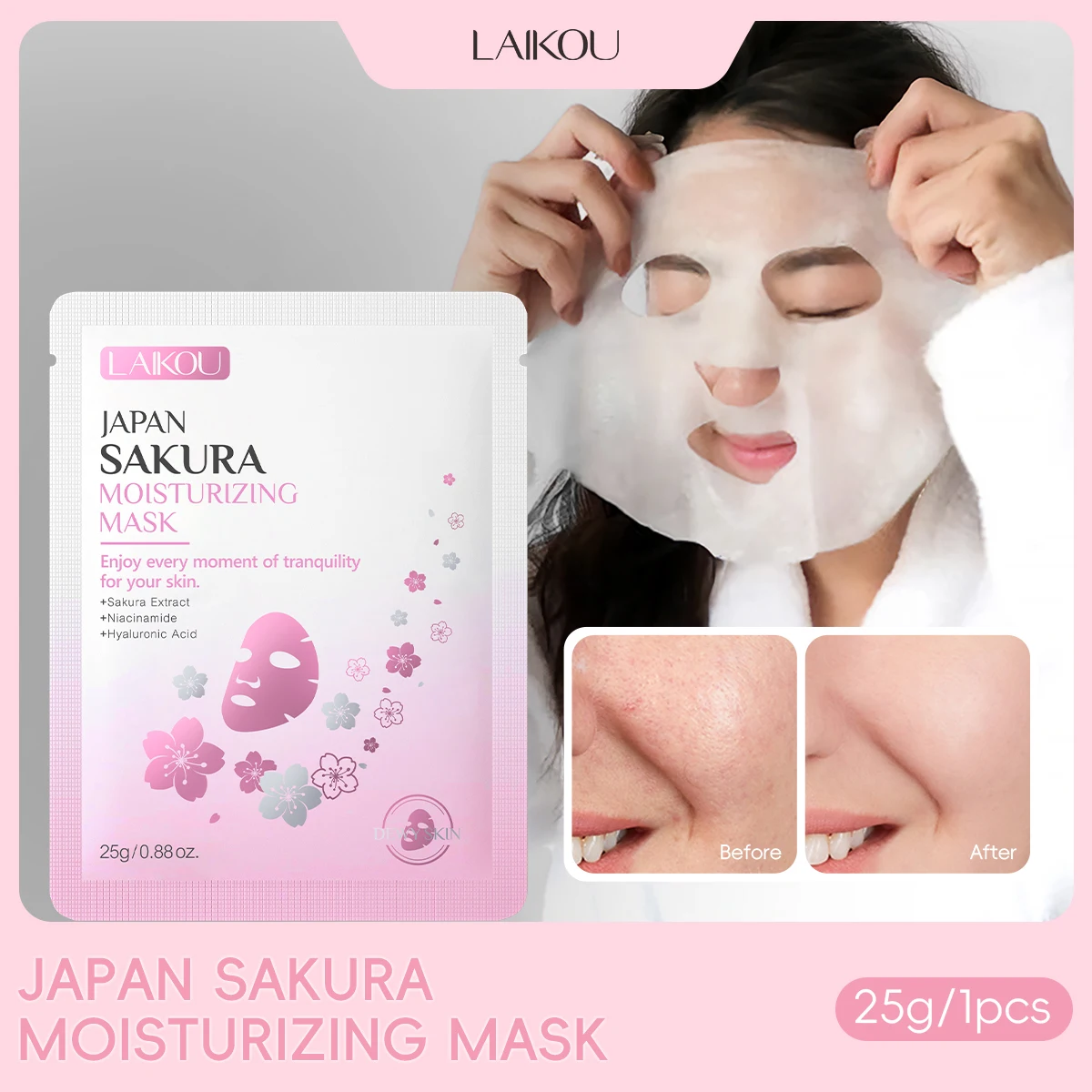 LAIKOU Japanese Sakura Skin Care Set - Hydrating Nourishing Moisturizing Soften Rough Skin for Radiant Complexion