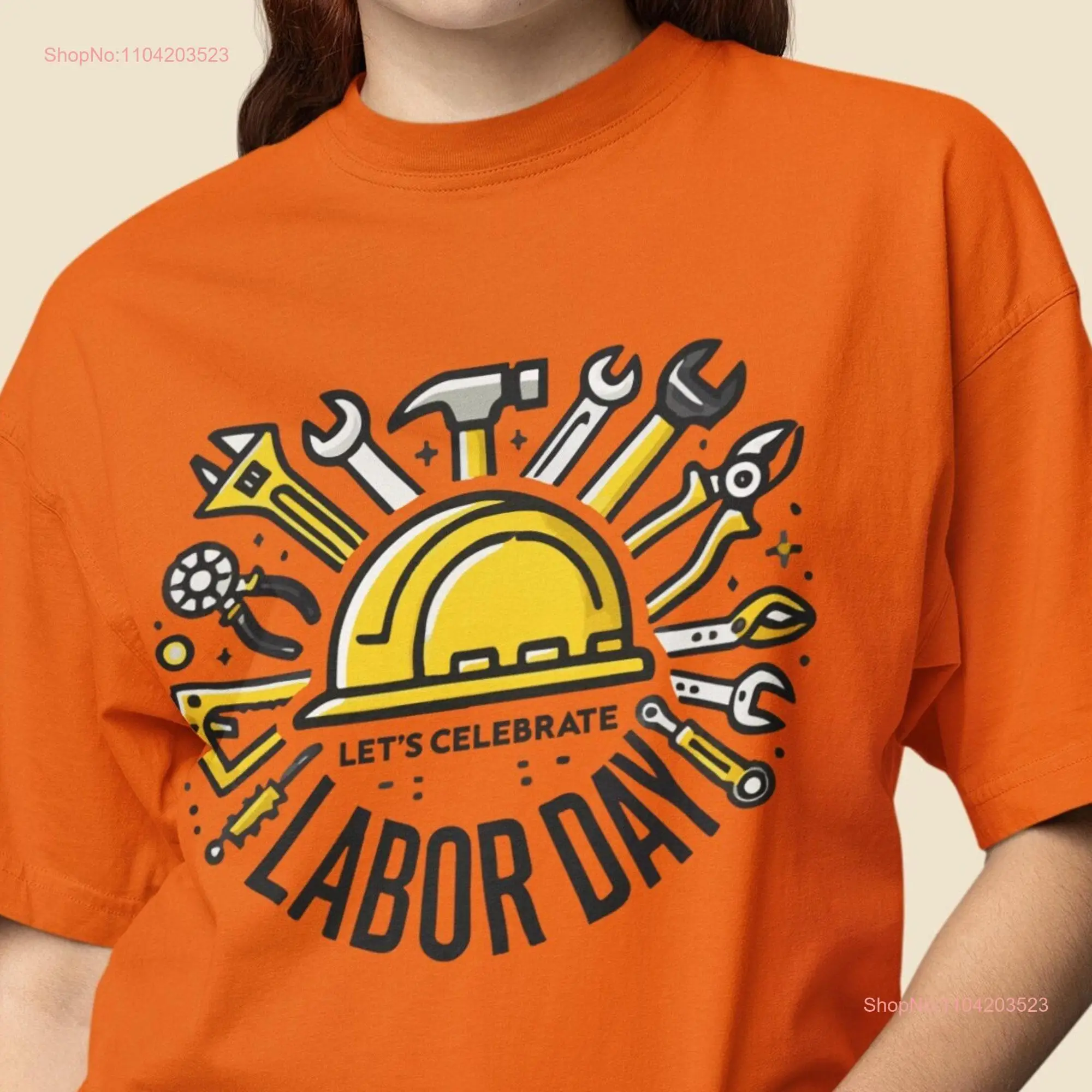 Celebre el Día del Trabajo Camiseta Happy America Workers manga larga o corta