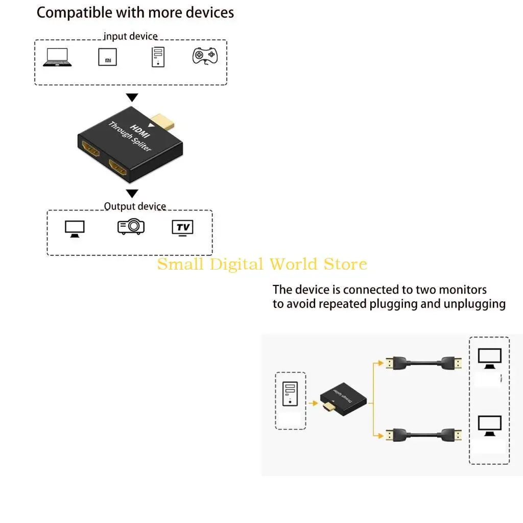 

77UB Переходник «папа» на двойную «мама» Утилита для домашнего офиса HDMI-совместимый адаптер-сплиттер