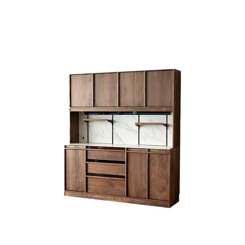 Black walnut sideboard, slate storage, living room integrated wall-to-wall exhibition hall cabinet
