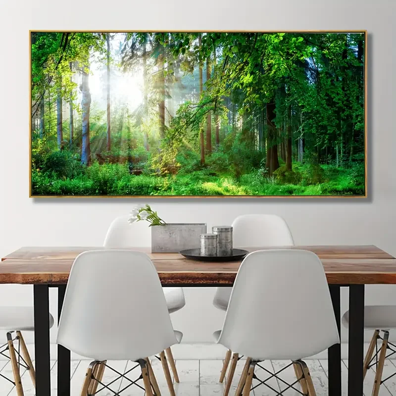 Forest green landscape decorative painting, suitable for home decoration, room decoration, office, frameless