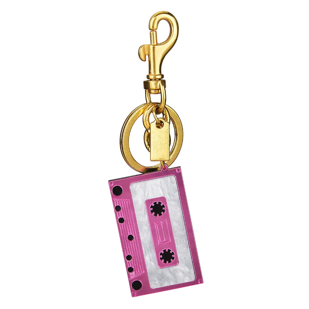 6pcs Keychain Retro Arcylic Colorful Tape Shaped Pendants For Bag Charm