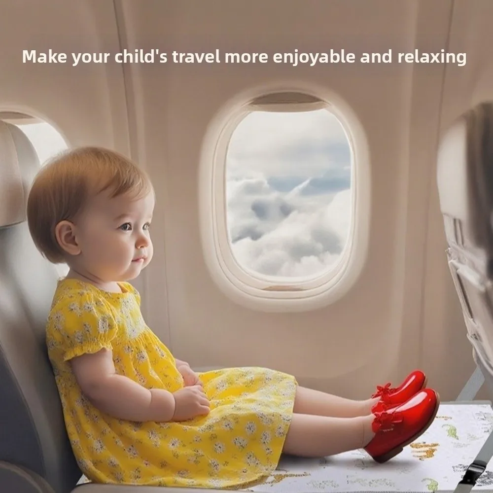 Breathable Kids Airplane Bed with Side Pocket Portable Foot Rest Hammock Anti-Slip Design Comfort Design Toddler Seat Extender