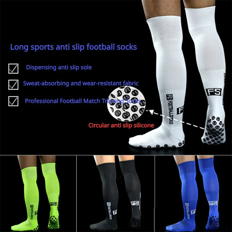 

1 Pairs New Long Football Socks Men Women Soccer Sports Socks Non-slip Anti-friction Silicone Bottom High Tube Athletic Socks