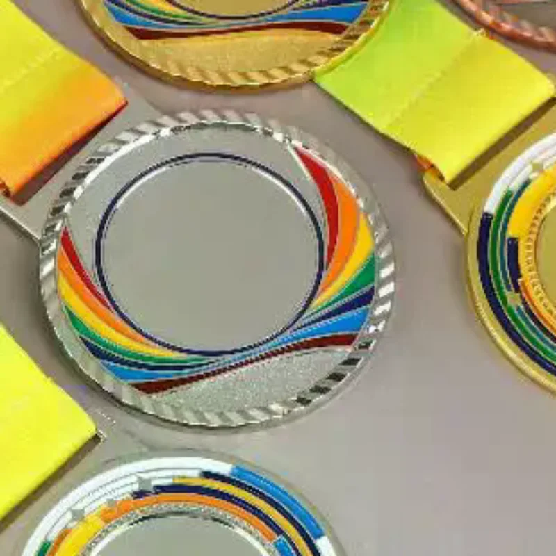 Metal Award Medals With Neck Ribbon Gold Silver Bronze Style For Sports Academics Or Any Competition Diameter
