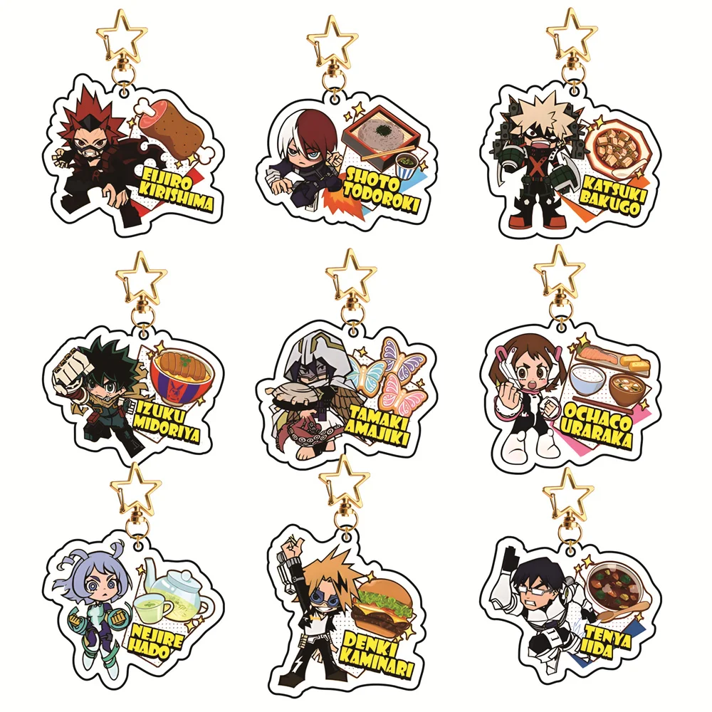 Anime meu herói academia 6cm chaveiros acrílicos bakugou/eijirou mochila decorações acessórios decoração presentes chaves requintadas