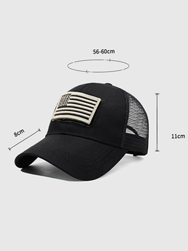 Outdoor-Trucker-Kappe für Herren mit gesticktem Flaggen-Tarnpflaster und Klettverschluss – Detail 2