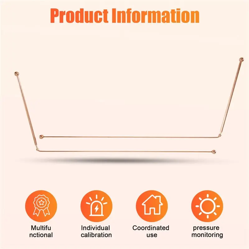 A20F-2PCS Copper Dowsing Rods Divining Rods Energy Water Witching Detector 99.9% Pure Copper