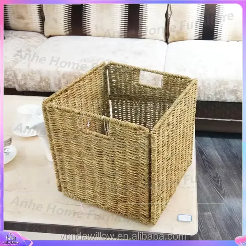 Foldable Seaweed Rope Water Hyacinth Grass Pet Bed Cat Dog House Soft Warm Winter Kennel Nest Cushion Storage Basket Home