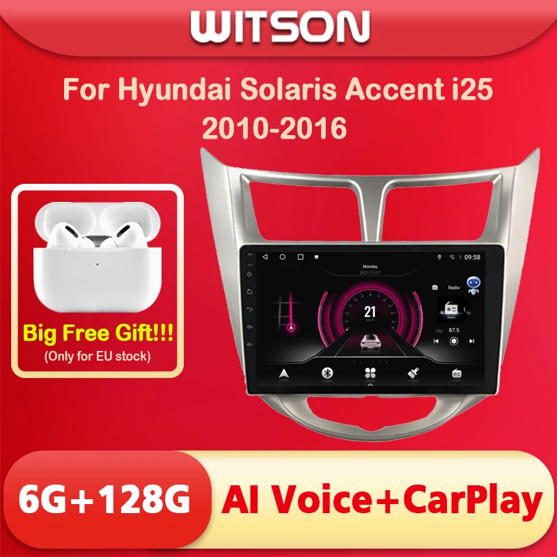 

WITSON 9 inch BIG SCREEN Android 11 AI VOICE 2 Din in Dash Car radio For HYUNDAI VERNA ACCENT SOLARIS 6RAM 128ROM auto stereo