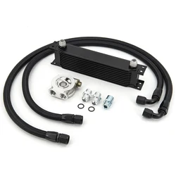 Universal racing car row 10 excavator hydraulic oil cooler kit with OIL FILTER SANDWICH ADAPTER+an10 hose