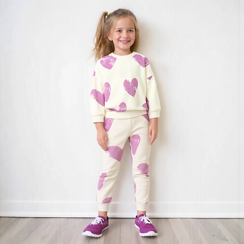 

SAILEROAD Autumn Spring Kids Children's Clothes Girls Hearts Sweatershirts+Pants Long Sleeves Clothing Set Sports Tracksuit
