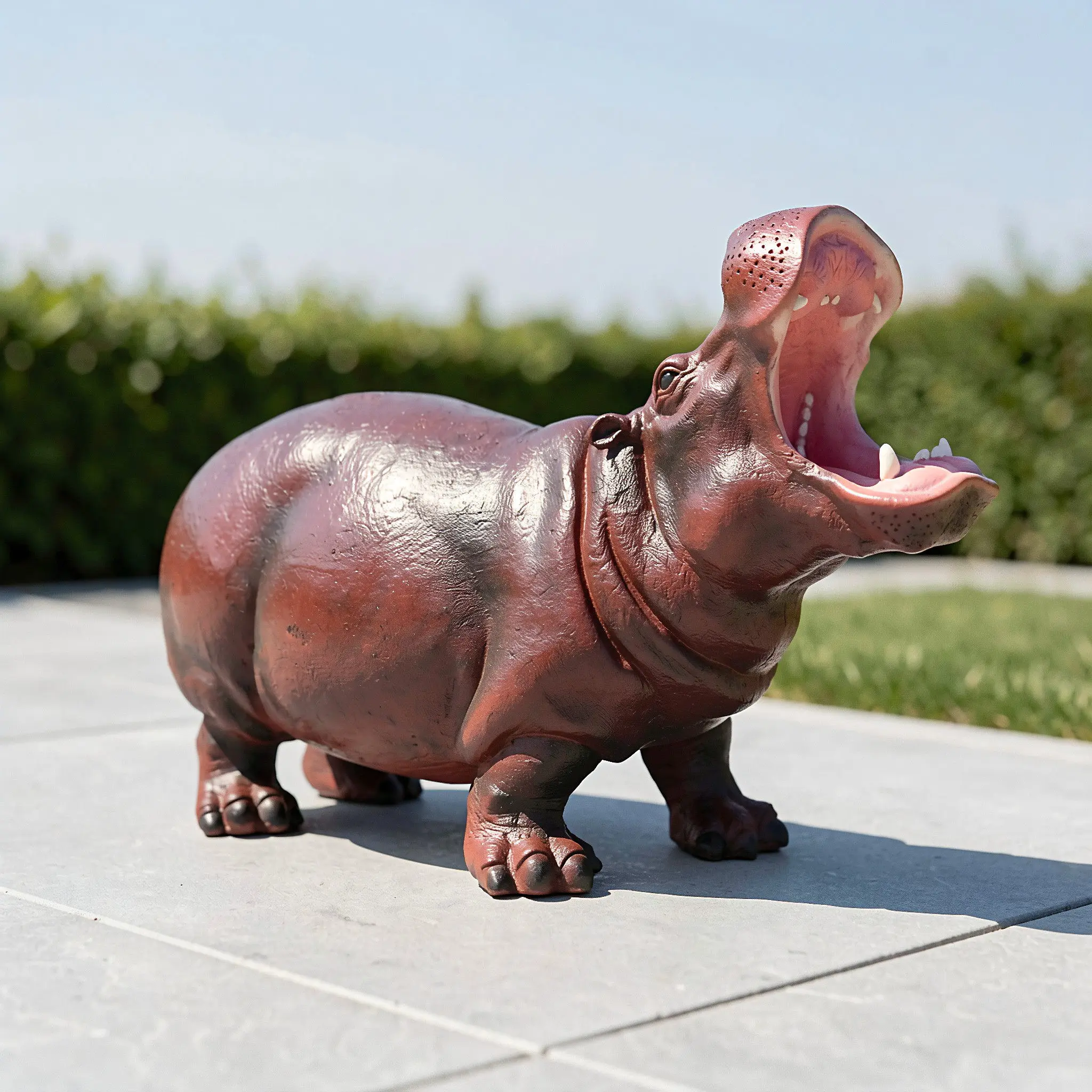 Large Hippo Statue Garden Decor Realistic Hippopotamus Sculpture Outdoor All-Weather Animal Statue for Yard Jungle