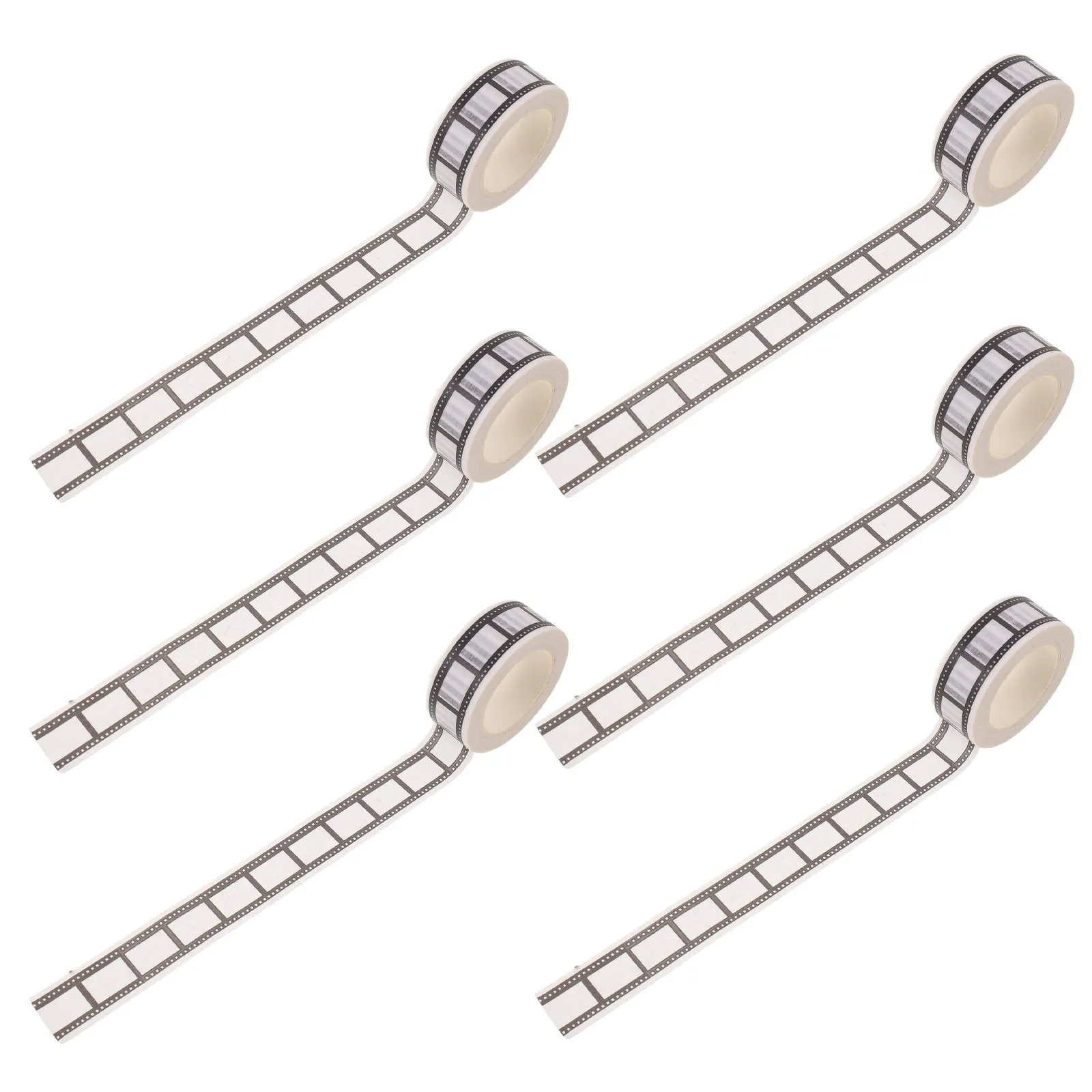 6Rolls Decorative Vintage Filmstrip Washi Tape Black White Frame Stickers Scrapbook Planner Journaling