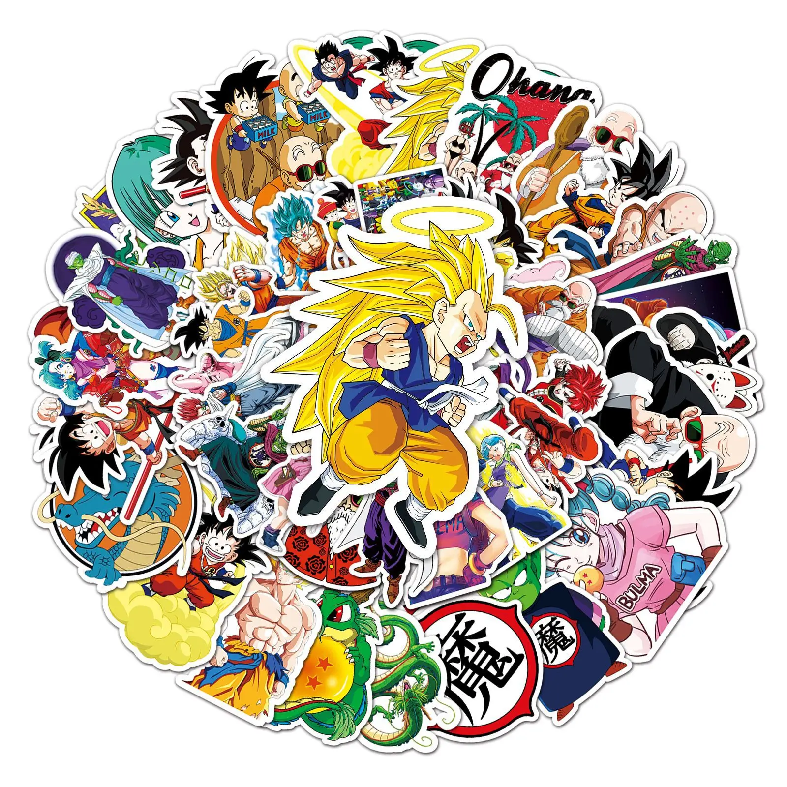 50pcs Anime Cartoon Dragon Ball Personalized Fashion Graffiti Luggage Laptop Car Waterproof Sticker