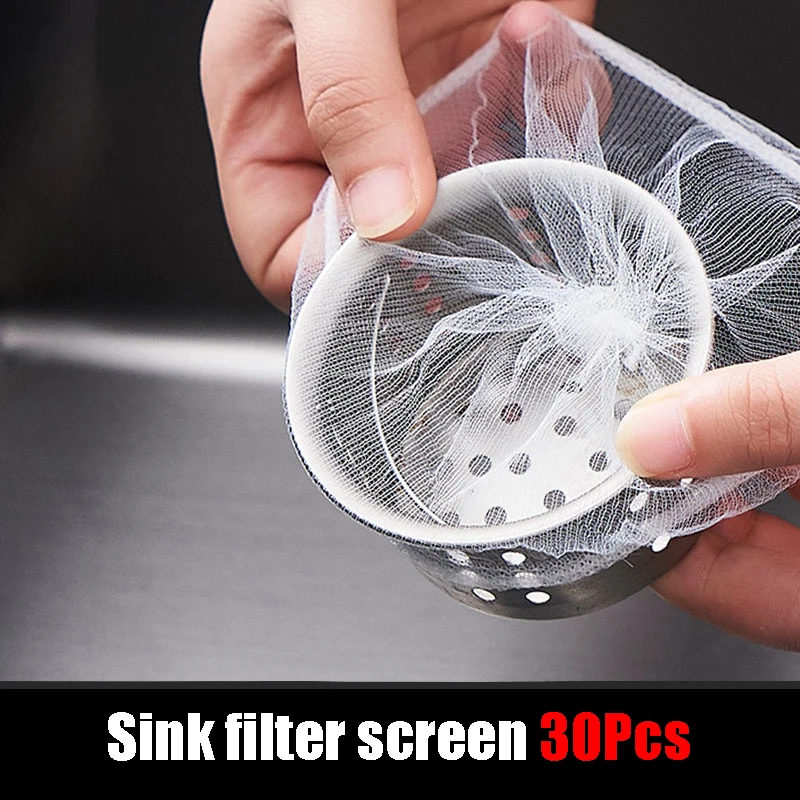 30-100Pcs Disposable Kitchen Sink Filter Mesh Sewer Garbage Filter Meal Residue Pool Mesh Bag Drainage Screen Sink Garbage Net