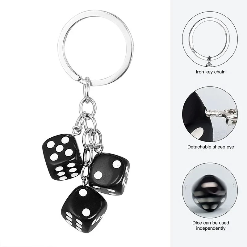 Creative Key Holder Dice Shaped Keychain Resin Amulet Charms Keyring For Women Handbag Bag Casino Parties Gifts Key Accessories