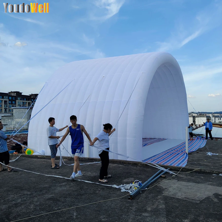 White Outdoor Giant Inflatable Stage Decoration Inflatable Tent  Arched Event Tent For Concerts Or Events Performance