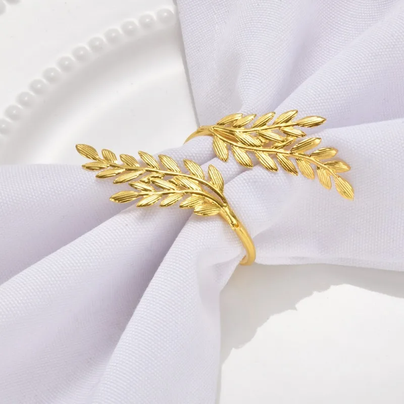 Gold Color Wheat Napkin Rings Metal Leaf Napkin Holder for Harvest Festival Fall Napkin Rings Wedding Dinner Table Decoration