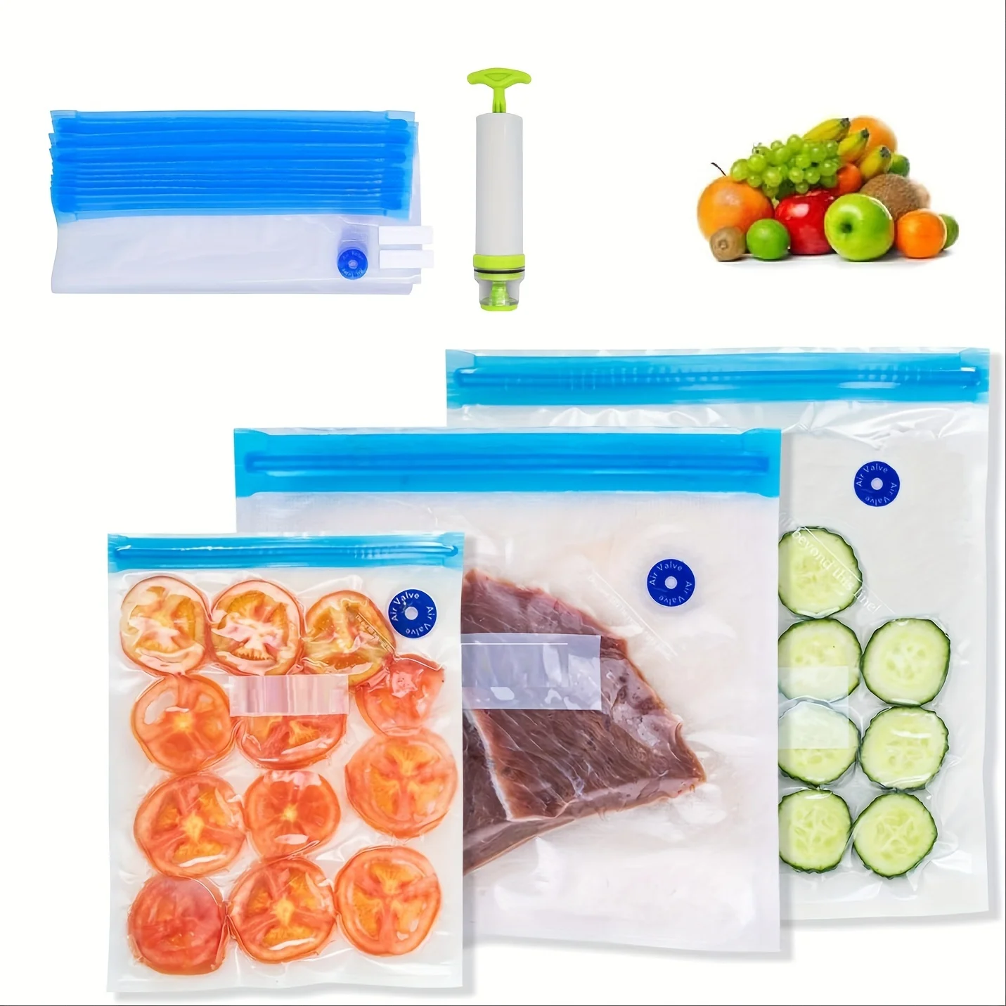 Fresh-keeping Vacuum Sealer Bags For Food Storage - Reusable Zipper Bags With Air Valve Pump For Sealing Vegetables, Meat