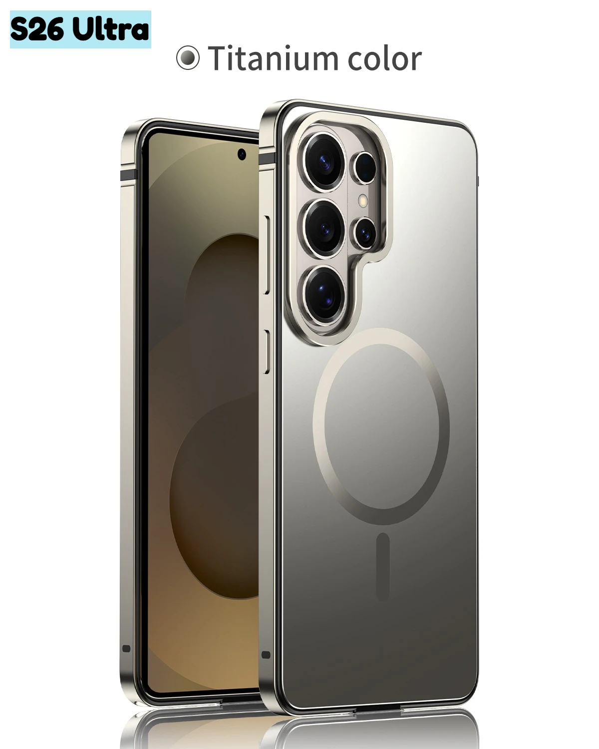 

New Light luxury magnetic suction small aluminum shell, aluminum alloy frame, PC backplate, suitable for Samsung S26 Ultra