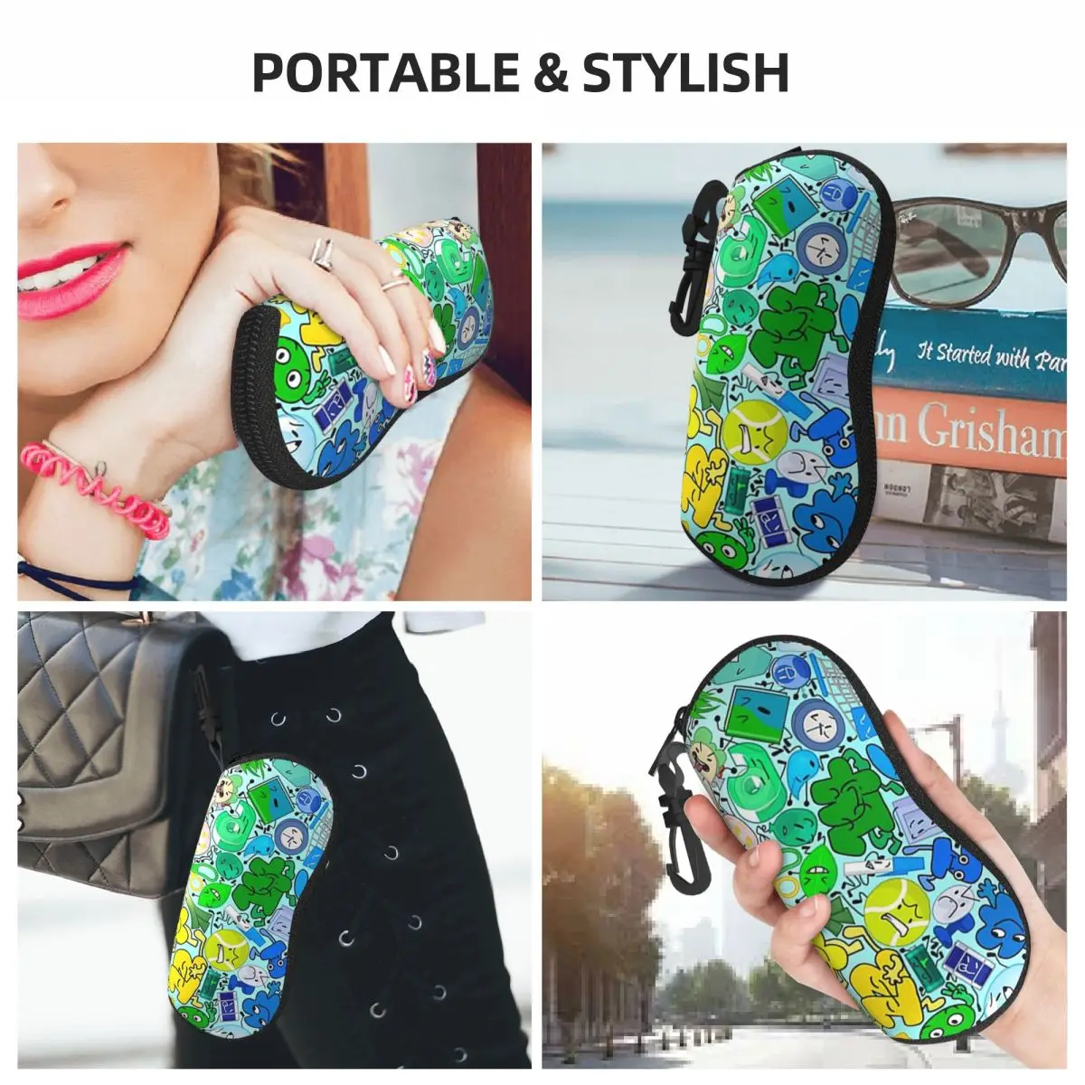 BFDI 全キャラクターシェルメガネケースプロテクターサングラスボックス女性男性ソフト眼鏡バッグポーチ