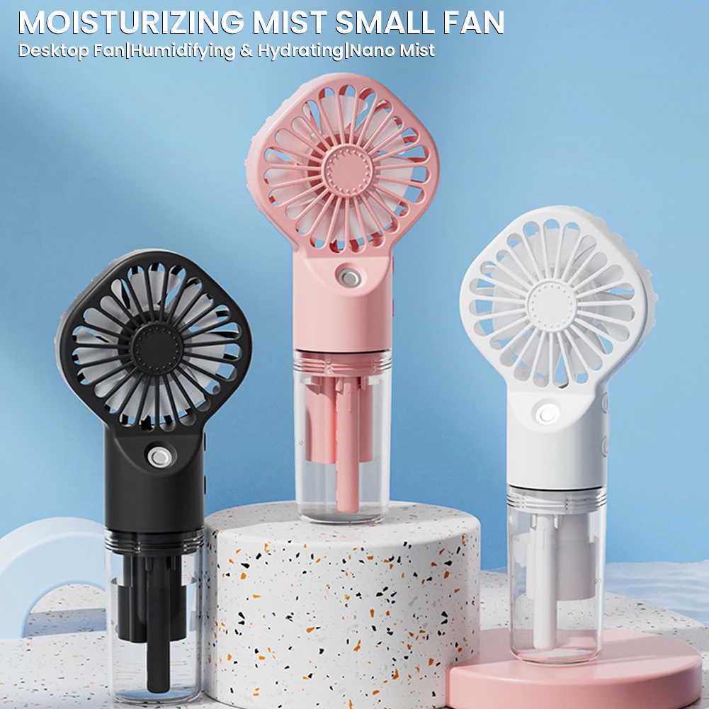 

Handheld Misting Fan Rechargeable Portable Humidifier Fan 4 Speeds Hand Fan for Travel Camping Outdoor