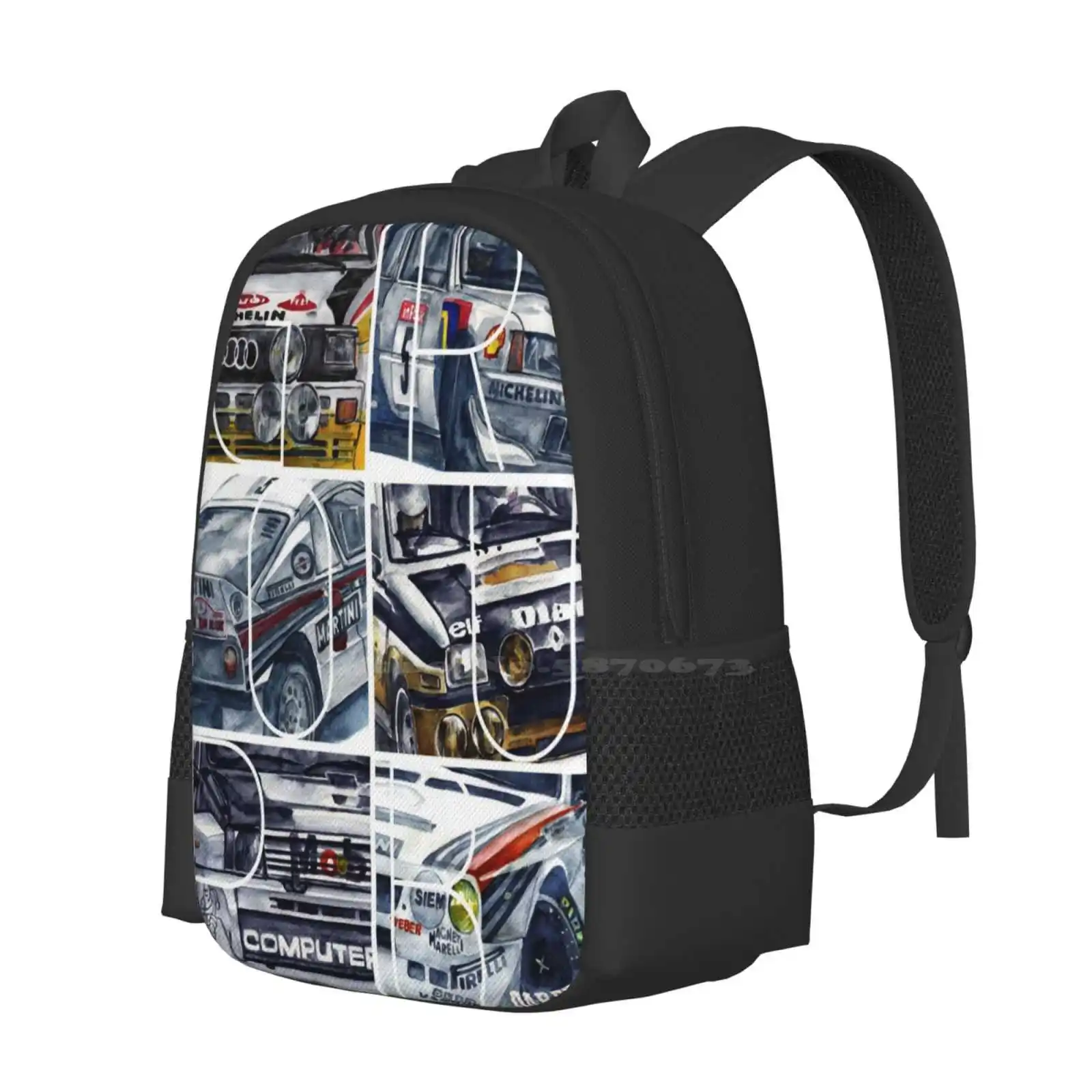 Rally Group B Hot Sale Schoolbag Backpack Fashion Bags Group B Rally Watercolor Car Petrolheads Racing Groupb