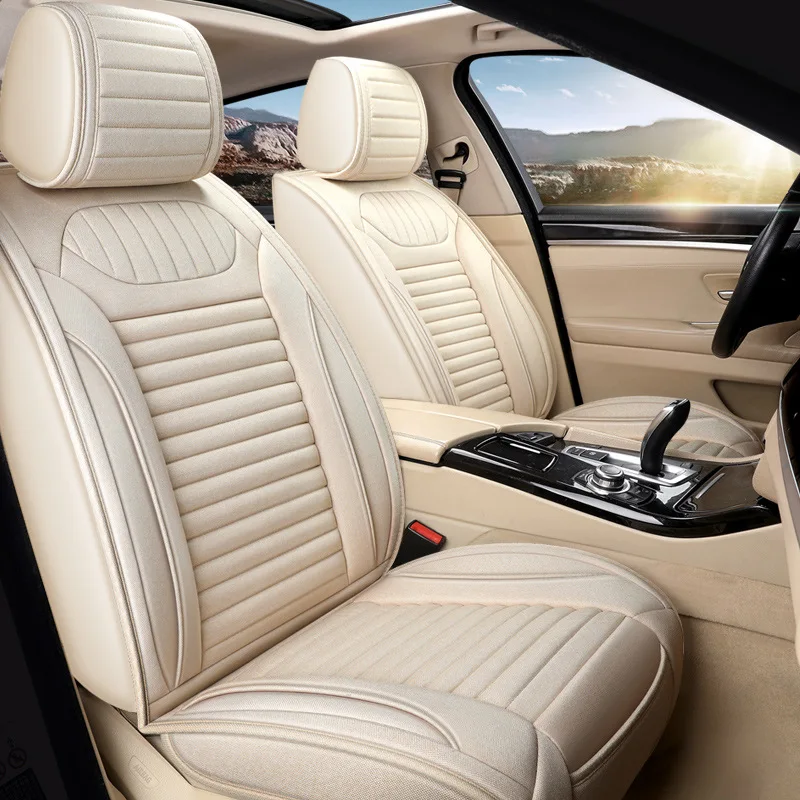 Universal Linen Split Seat Car Full Seat Cover Breathable Comfortable Flax Car SUV Seat Cushion Seats Cover Protection JJ122
