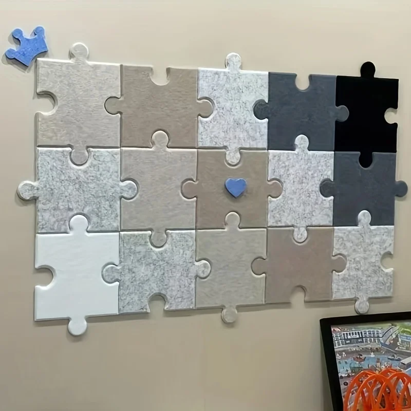 1 Stück Stereo-Filz-Puzzle-Wandtafel zum Abziehen und Aufkleben für Büro, Klassenzimmer, Fotowand-Dekoration, Schalldämmend