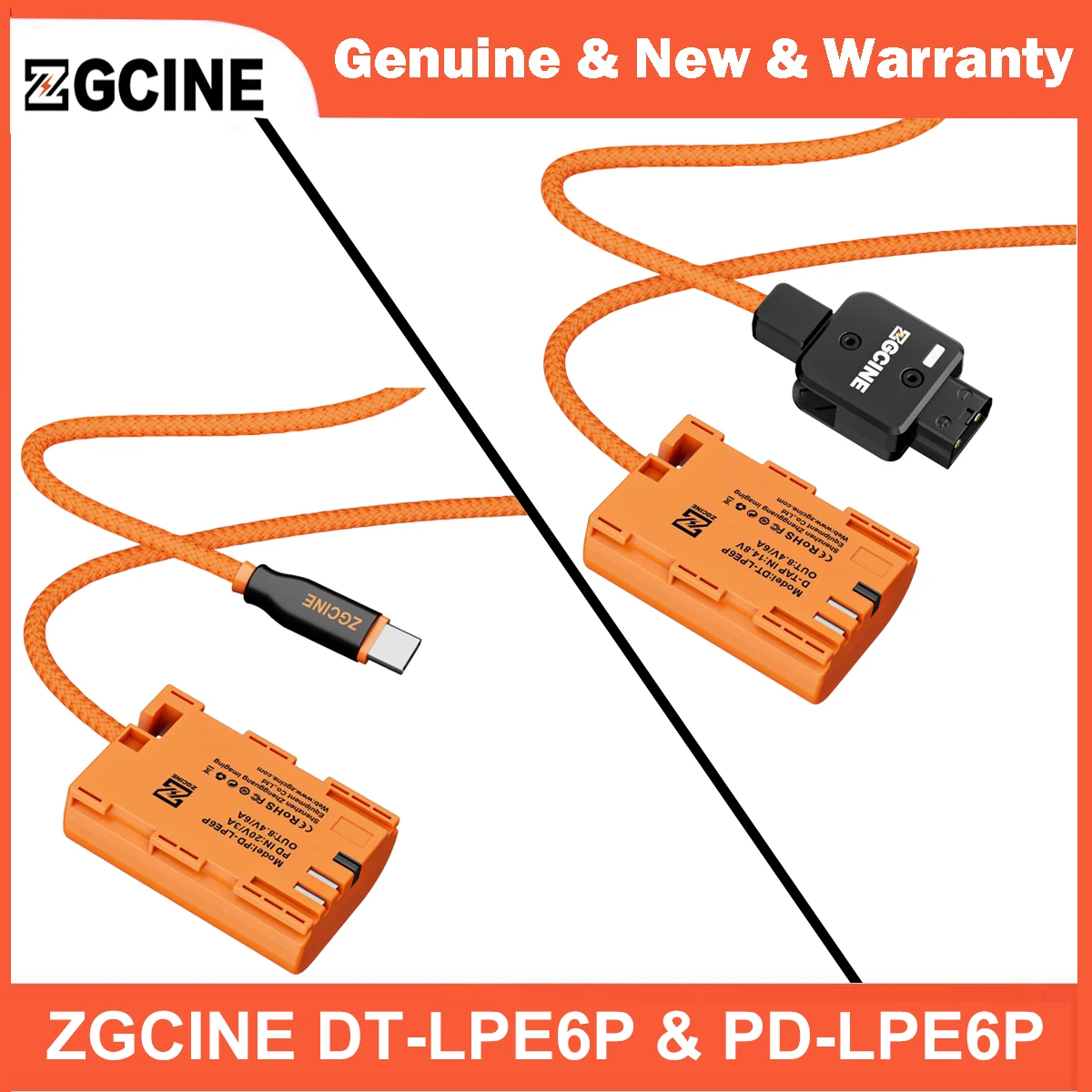 ZGCINE D-Tap to LP-E6P & USB-C PD to LP-E6P Dummy Battery Cable for Canon EOS 5D Mark IV 6D Mark II 80D 90D R5 R6 Mark II R7 R5C