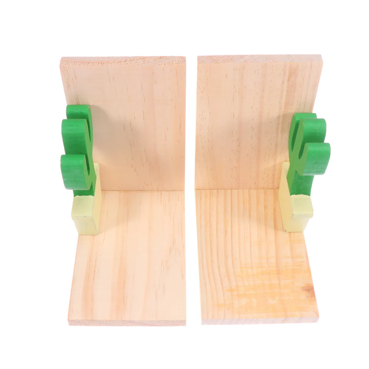 

Creative Cactus Bookends Natural Wooden Book Support for Library Study Organization Book Stand Decorative Stopper Home School