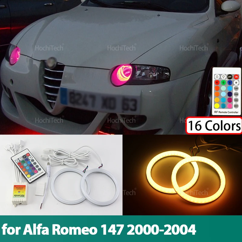 

Высококачественный хлопковый комплект RGB Angel Eyes Ring, 16 цветов, пульт дистанционного управления для Alfa Romeo 147 2000 2001 2002 2003 2004, аксессуары