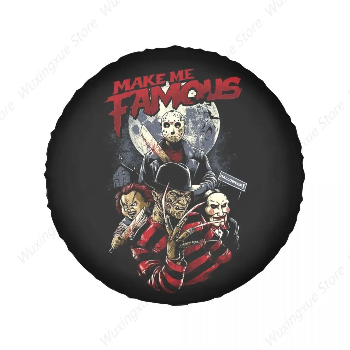 Halloween Horror Movie Character Spare Tire Cover Bag Pouch for Jeep Honda Waterproof Car Wheel Covers 14