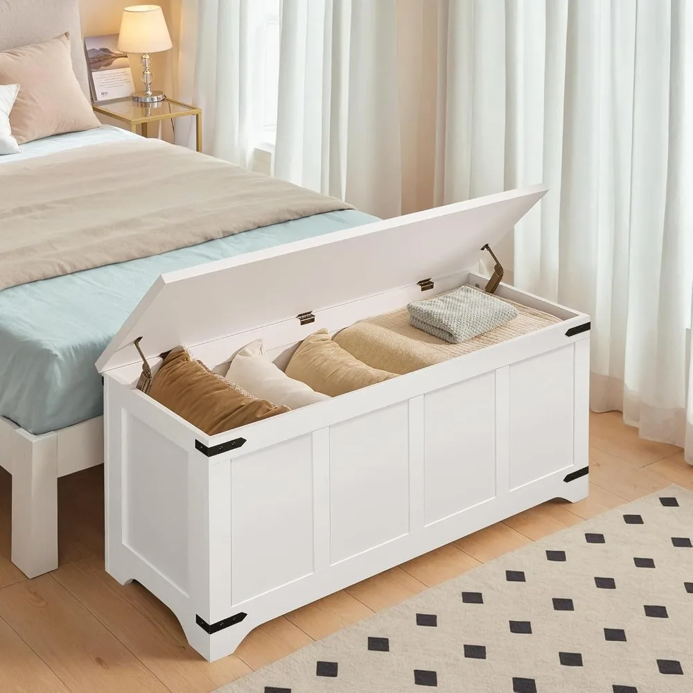 

Storage Chest, 43.3" Storage Trunk with 2 Safety Hinges, Wooden Toy Chest, Entryway Shoe Bench, Large Toy Box for Kids Room,