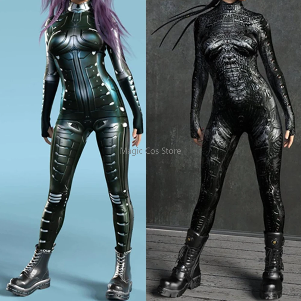 2024 Cyberpunk Jumpsuit Cosplay Women Men Bodysuit Steampunk Bodycon 3D Printed Adult Sexy Zentai Halloween Carnival Party