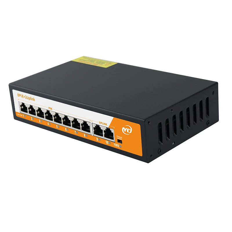 New 10-Port POE RJ45 Ethernet Switch with for 802.3af/at Smart Managed Uplink Unmanaged Plug and Play,for IP Camera/NVR