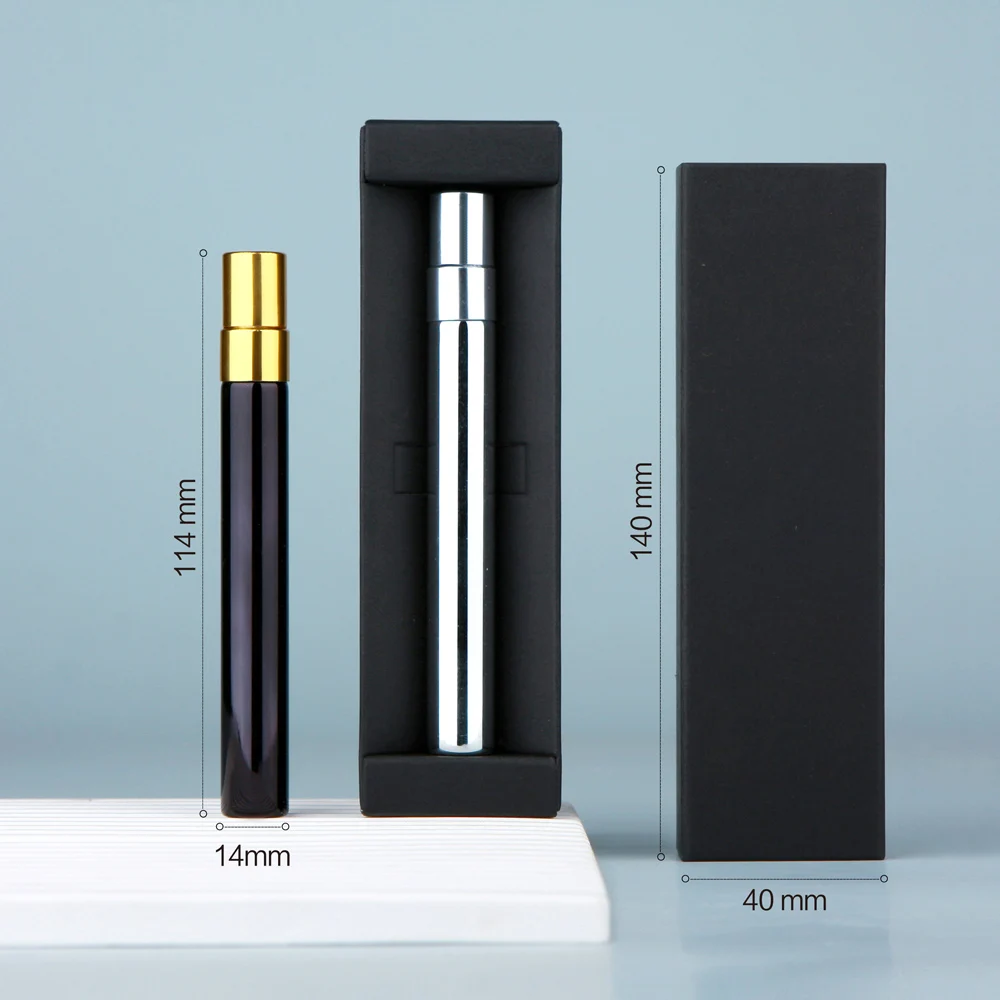 30 قطعة 10 مللي زجاجة عطر مع علبة التعبئة والتغليف الذهب الفضة الأسود زجاجة رذاذ عينة قوارير الألومنيوم العطور المحمولة البخاخة