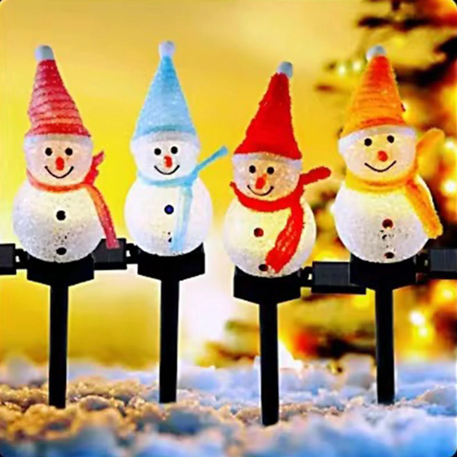 Christmas Snowman Ground Lights Vibrant Atmosphere Landscape Light for Family Friend Neighbor Gift