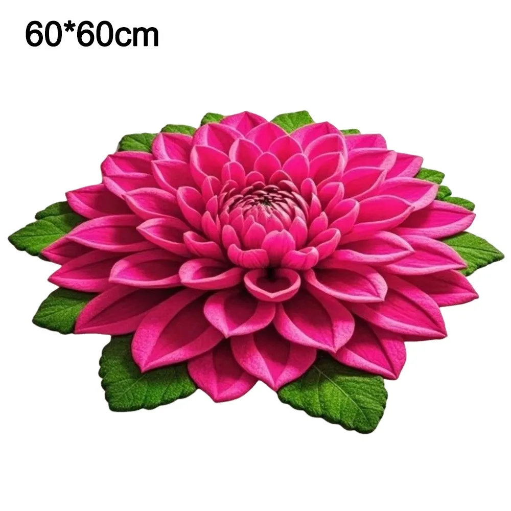 Special-shaped 3D Flower Carpet Crystal Velvet Absorbent Peony Floor Mat Soft Non-slip Bathroom Floor Mat