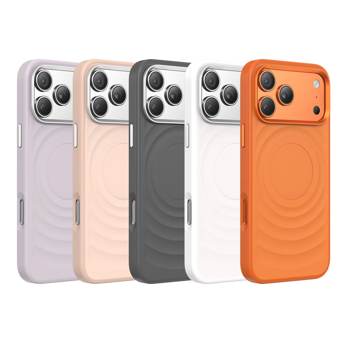 

Slim Shockproof Phone Cases for iPhone 17 16 15 14 Pro Max Protective Cover Anti Slip Wave Pattern Metal Buttons Lens Protector