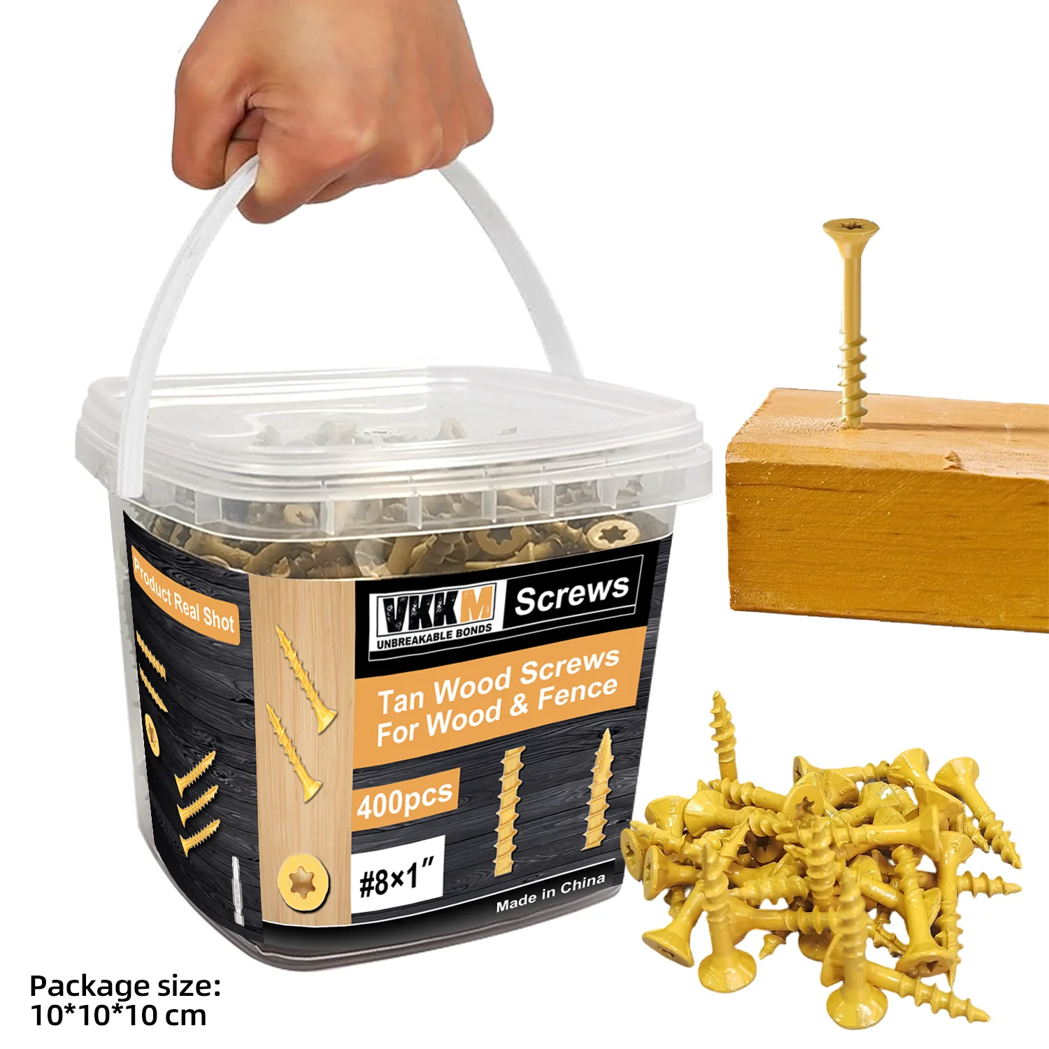 

VKKM400 шт. # 8 винтов, 1-дюймовые саморезы по дереву, покрытие из эпоксидной смолы, отправленная пакетная головка T25, желтая.