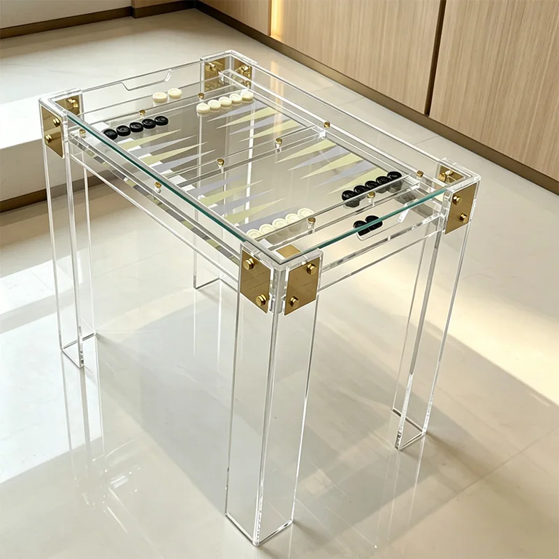 Acrylic Backgammon Table, Clear Crystal Chess Table, Tempered Glass, Luxury Design, Multi-Game Board, Elegant Home Decor