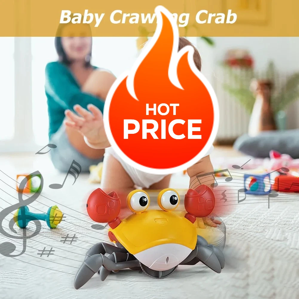 

Moving Electronic Pets Baby Toy Crab Octopus Crawling Crab Octopus Toy for Kids Induction Dance Crab with Music LED for Children