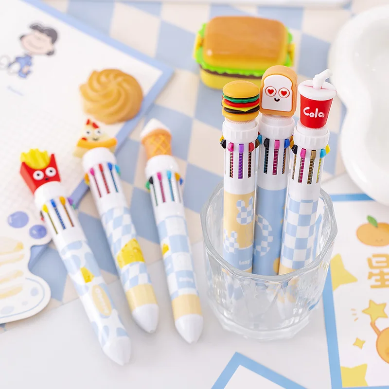 

12/60 Pcs Creative 10-color Fast Food French Fries Hamburg Ballpoint Pens Graffiti Hand-written Pen Christmas Gift Prizes