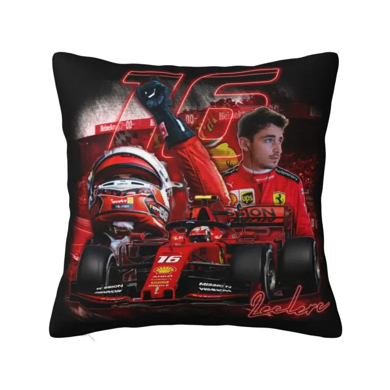 Custom Luxury LEC16 Racing Driver Rising Star Cushion Cover for Sofa Soft Motorsports Pillow Case