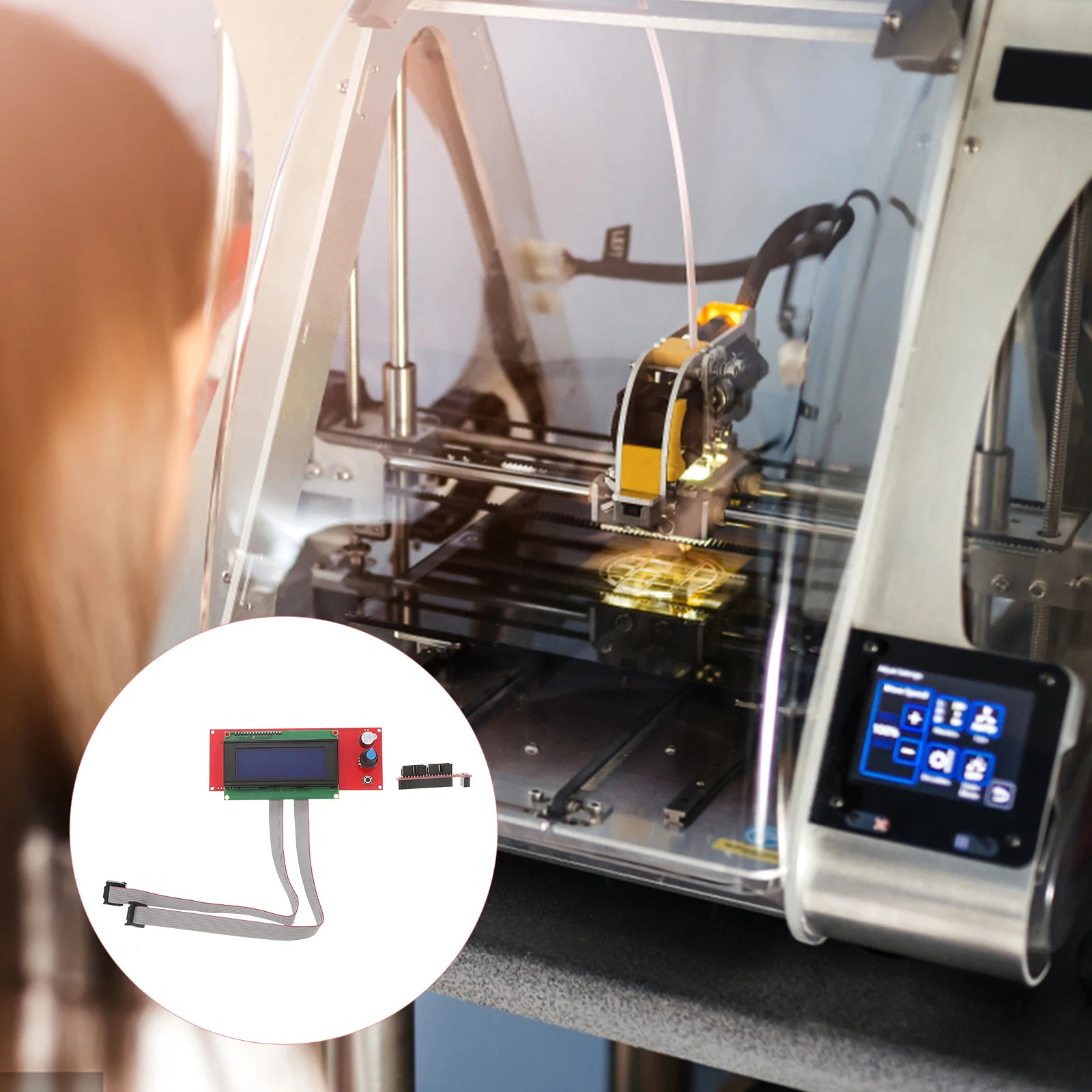 

Lcd2004 Контроллер 3D-принтера Модуль экрана дисплея Прочный аксессуар Поддержка рампа 5-кнопочный модуль контроллера экрана меню